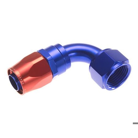 -8 AN Hose, -8 AN Outlet, 90 Degree, Anodized, Red/ Blue, Aluminum, Single